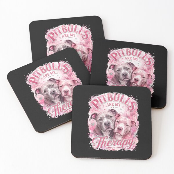 Item preview, Pitbulls Are My Therapy - Cute Pink Watercolor Two Dogs Floral Art designed and sold by My Pitbull Place.