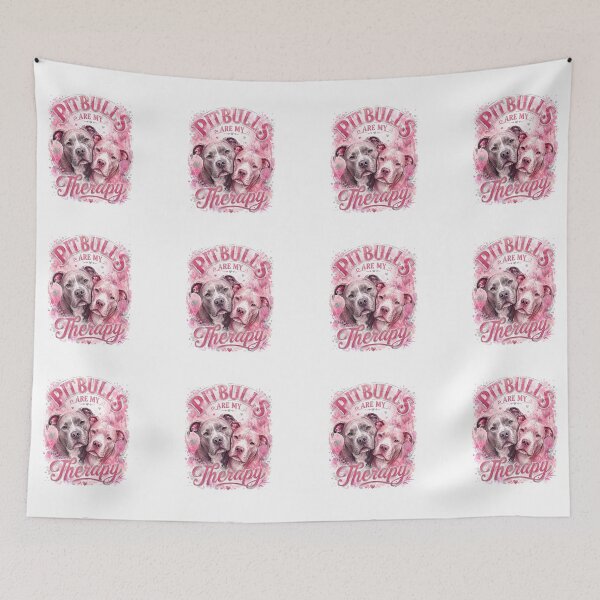 Item preview, Pitbulls Are My Therapy - Cute Pink Watercolor Two Dogs Floral Art designed and sold by My Pitbull Place.