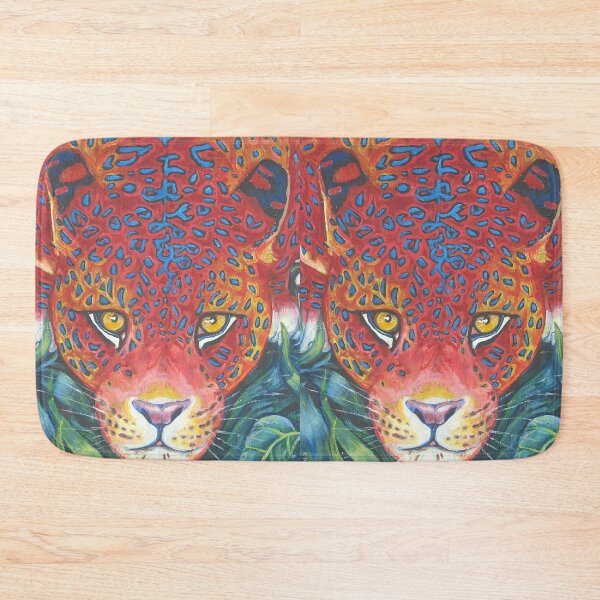 Item preview, Surreal Red Leopard Portrait – Vibrant Oil Painting designed and sold by RShirleyFineArt.