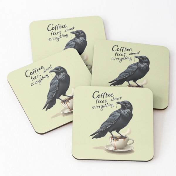 Item preview, Funny Raven Coffee Fixes Everything Quote designed and sold by UrbanPrts.