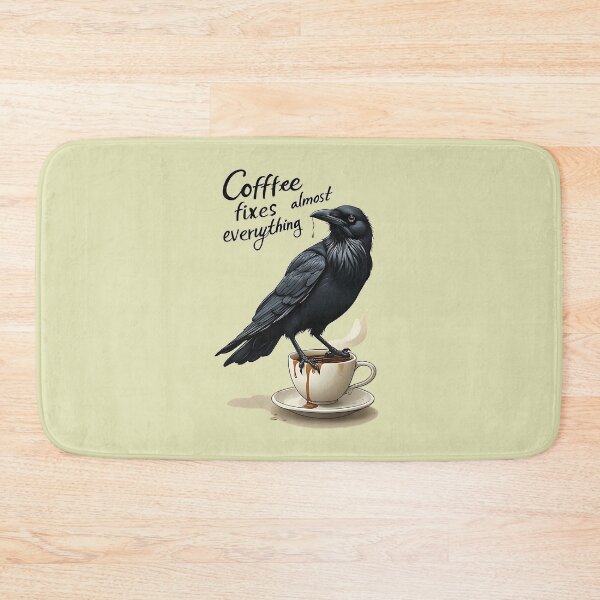Item preview, Funny Raven Coffee Fixes Everything Quote designed and sold by UrbanPrts.