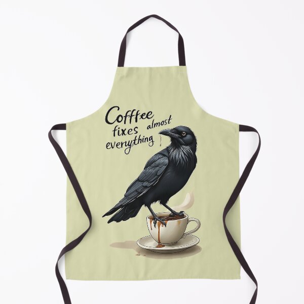 Item preview, Funny Raven Coffee Fixes Everything Quote designed and sold by UrbanPrts.