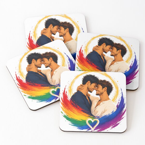 Item preview, Gay Pride Rainbow Love Circle – LGBTQ Couple Romantic Brushstroke Art designed and sold by Digital Culture Studio.
