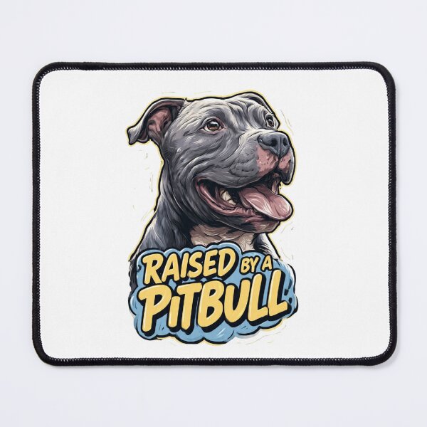Item preview, Raised By A Pitbull - Funny Cartoon Grey Pitbull Dog Art designed and sold by My Pitbull Place.