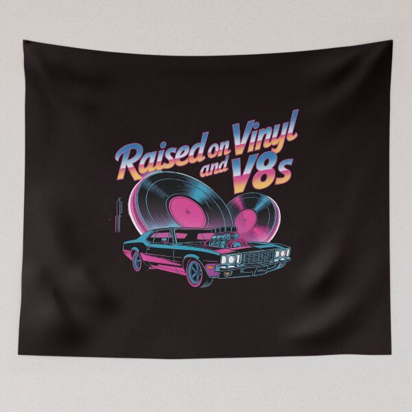 Item preview, Raised On Vinyl and V8s Retro Music Culture Design for Car Enthusiasts designed and sold by Redgiant87x.