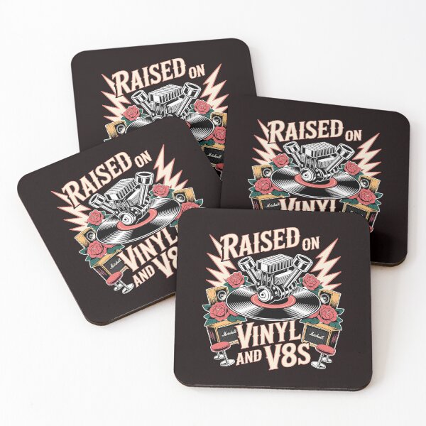 Item preview, Raised On Vinyl and V8s Vintage Car Enthusiast and Vinyl Records Graphic designed and sold by Redgiant87x.