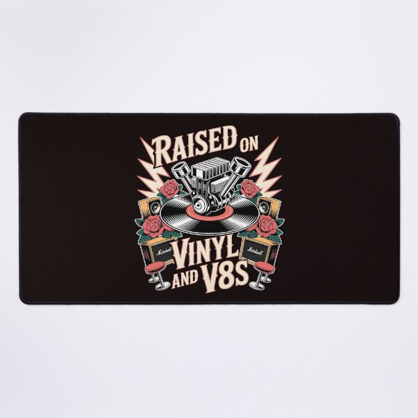 Item preview, Raised On Vinyl and V8s Vintage Car Enthusiast and Vinyl Records Graphic designed and sold by Redgiant87x.