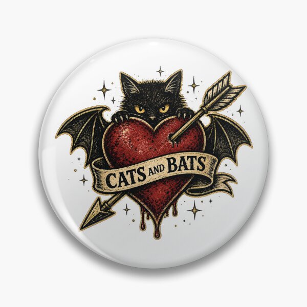 Item preview, Cats and Bats Gothic Tattoo Flash Design designed and sold by DravensApparel.