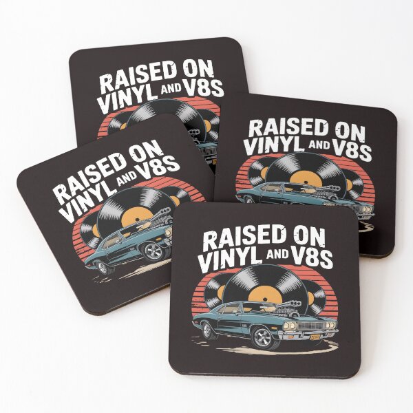 Item preview, Raised On Vinyl and V8s Classic Car Enthusiast Retro Music designed and sold by Redgiant87x.