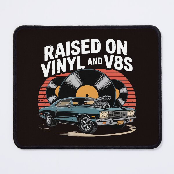Item preview, Raised On Vinyl and V8s Classic Car Enthusiast Retro Music designed and sold by Redgiant87x.