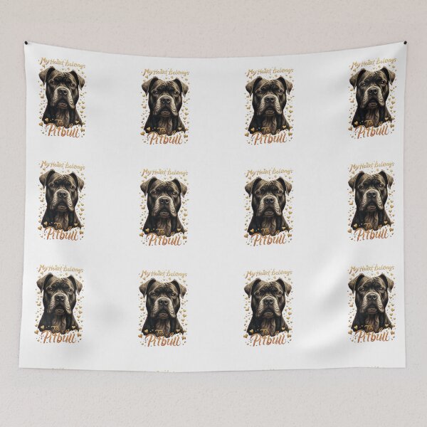 Item preview, My Heart Belongs To A Pitbull - Cute Dog Portrait Hearts Art designed and sold by My Pitbull Place.