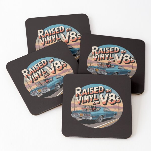 Item preview, Raised On Vinyl and V8s Retro Garage Style for Music and Car Enthusiasts designed and sold by Redgiant87x.