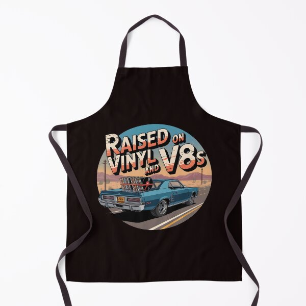 Item preview, Raised On Vinyl and V8s Retro Garage Style for Music and Car Enthusiasts designed and sold by Redgiant87x.