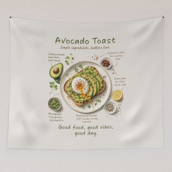 Item preview, Avocado Toast Watercolor Illustration | Trendy Brunch Food Art | Good Food Good Vibes designed and sold by Verycutethings.