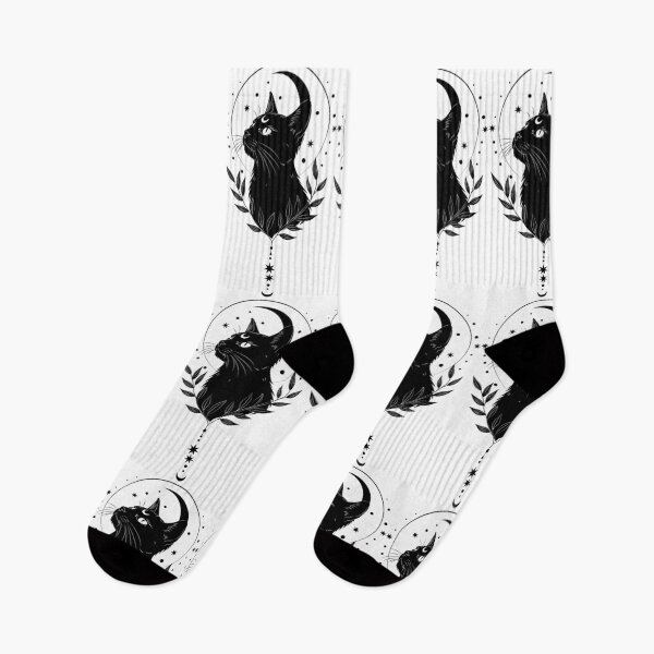 Item preview, Lunar Black Cat – Mystic Celestial Line Art designed and sold by MADBULL7.