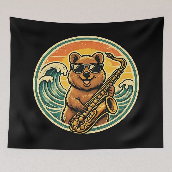 Item preview, Surf Jazz Bear Saxophone Retro Design Style designed and sold by AnnSign.