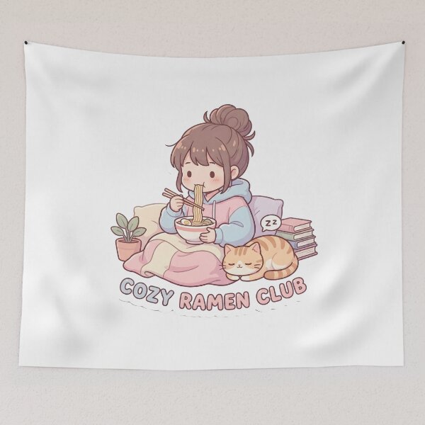 Item preview, Cozy Ramen Girl With Cat designed and sold by AbanoubStore.