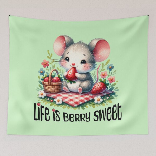 Item preview, Cute Strawberry Mouse Cottagecore Picnic Design designed and sold by Sachie's Studio.