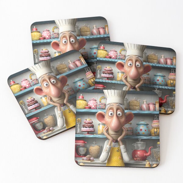 Item preview, Whimsical baker with a colorful cake spread designed and sold by Artessie.