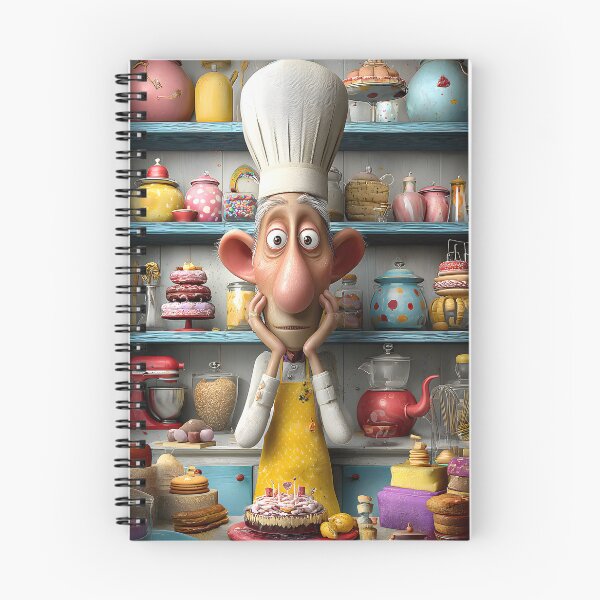 Item preview, Whimsical baker with a colorful cake spread designed and sold by Artessie.