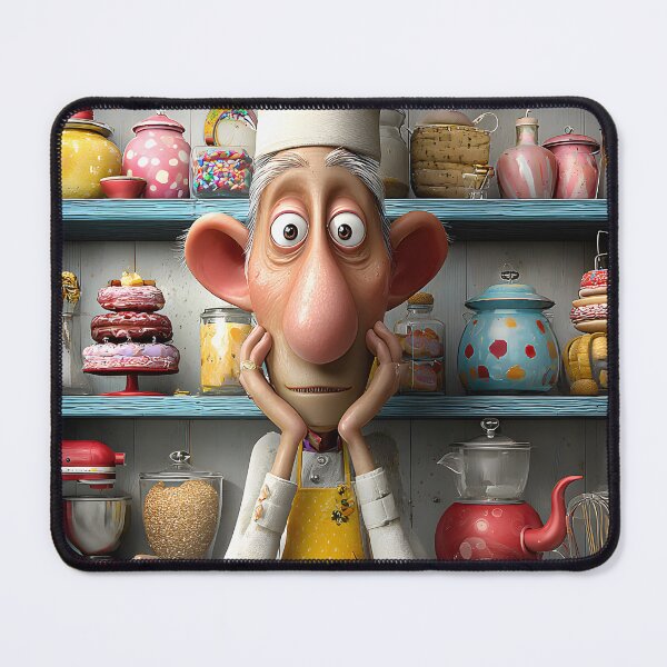 Item preview, Whimsical baker with a colorful cake spread designed and sold by Artessie.