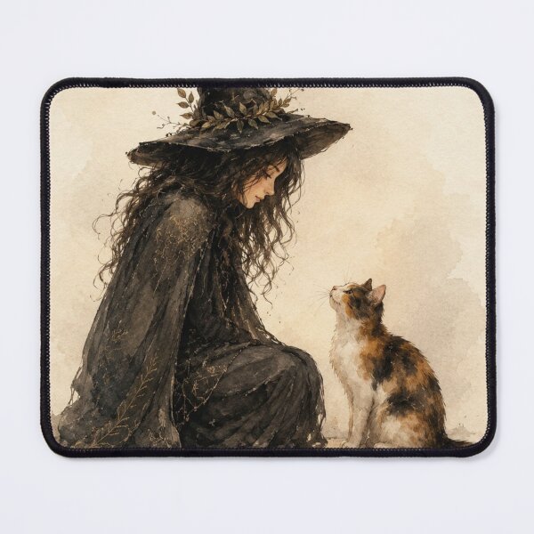 Item preview, Watercolor Witch and Calico Cat | Whimsical Cottagecore designed and sold by WhimsyWink.