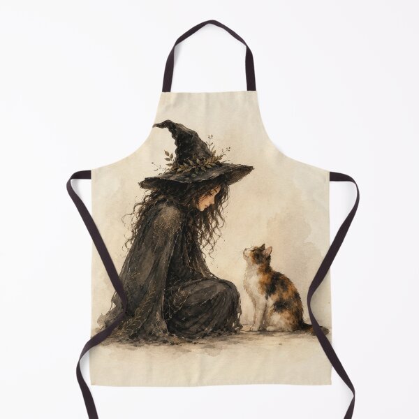 Item preview, Watercolor Witch and Calico Cat | Whimsical Cottagecore designed and sold by WhimsyWink.