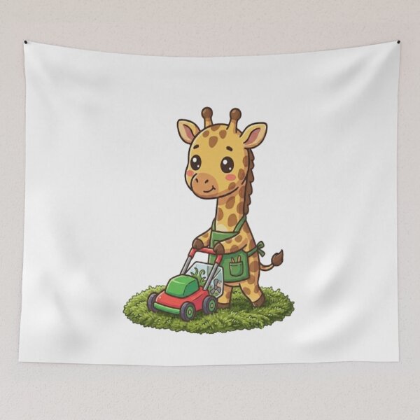 Item preview, Cute Giraffe Mowing Lawn designed and sold by Ella_Sketch.