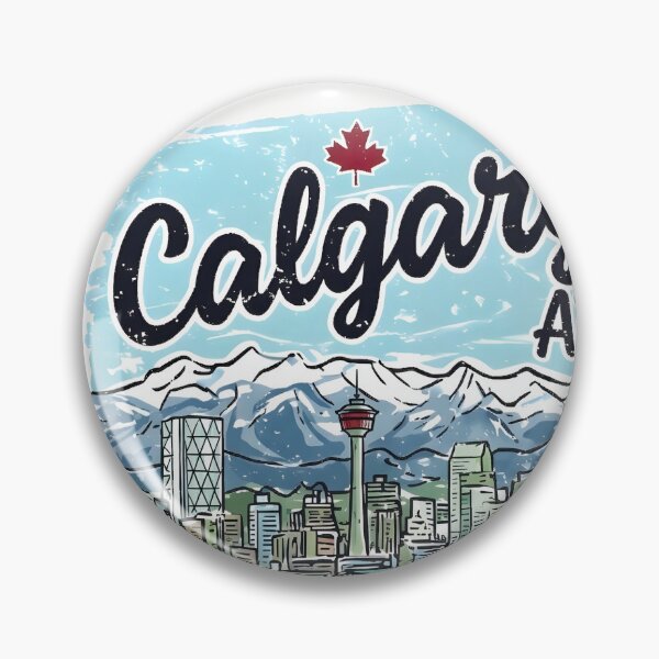 Item preview, Calgary Alberta Cute Blue Cityscape Retro Skyline  designed and sold by HowToCanadian.