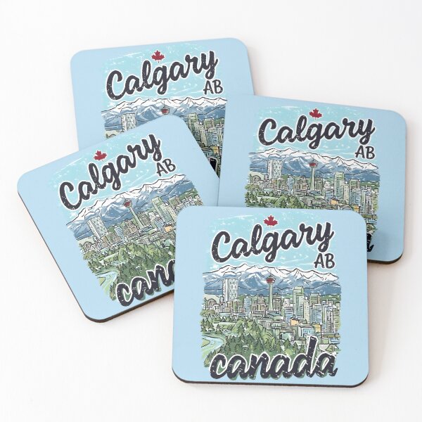 Item preview, Calgary Alberta Cute Blue Cityscape Retro Skyline  designed and sold by HowToCanadian.