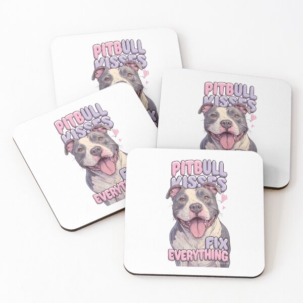 Item preview, Pitbull Kisses Fix Everything - Cute Pink Lavender Bubble Lettering Art designed and sold by My Pitbull Place.