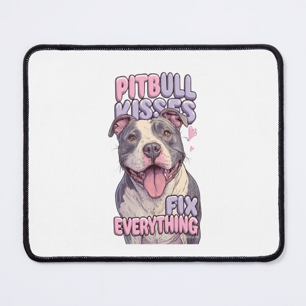 Item preview, Pitbull Kisses Fix Everything - Cute Pink Lavender Bubble Lettering Art designed and sold by My Pitbull Place.