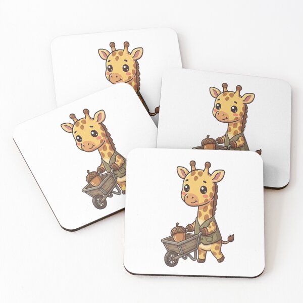 Item preview, Cute Giraffe Pushing Acorn Wheelbarrow designed and sold by Ella_Sketch.