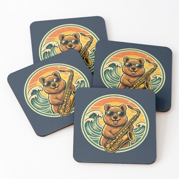 Item preview, Surf Jazz Bear Saxophone Retro Design Shape designed and sold by AnnSign.
