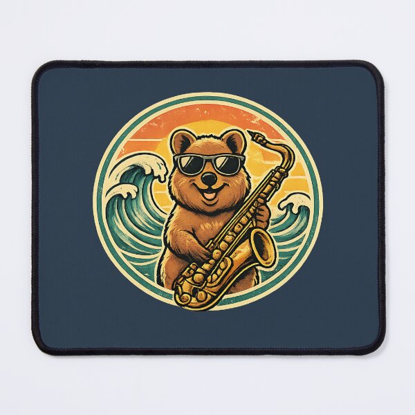 Item preview, Surf Jazz Bear Saxophone Retro Design Shape designed and sold by AnnSign.