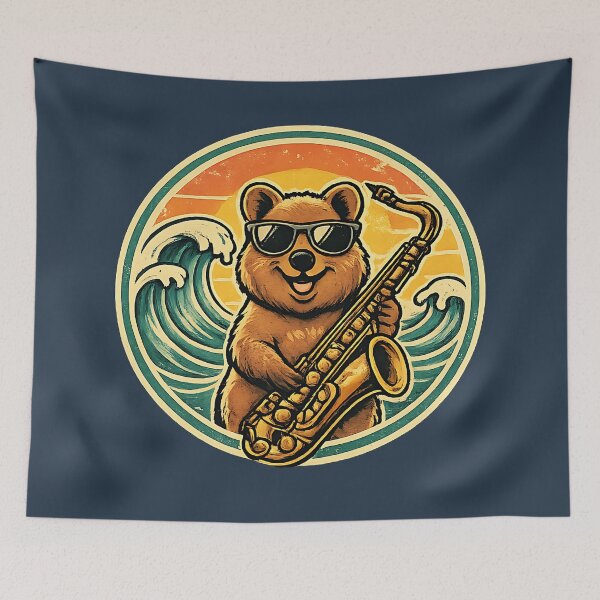 Item preview, Surf Jazz Bear Saxophone Retro Design Shape designed and sold by AnnSign.