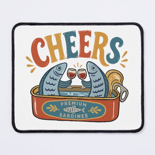 Item preview, Two sardines drinking wine designed and sold by The Curious Cow.