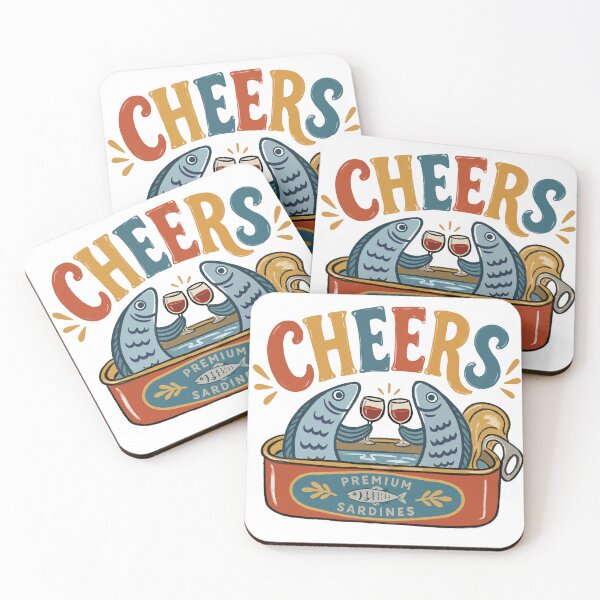 Item preview, Two sardines drinking wine  designed and sold by The Curious Cow.