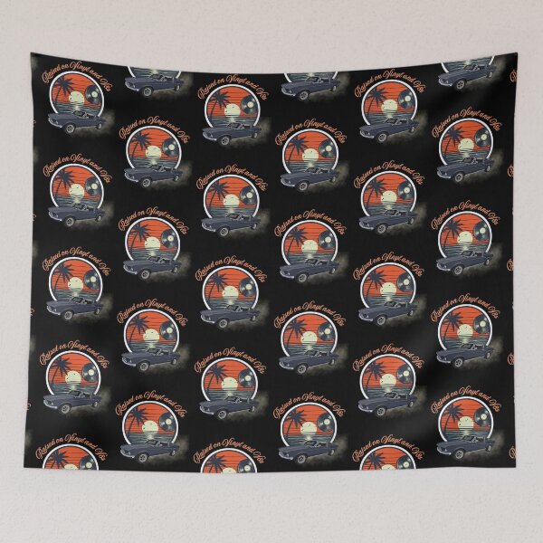 Item preview, Raised on Vinyl and V8s – Retro Mustang Vinyl Sunset Graphic designed and sold by Cutie Galore.