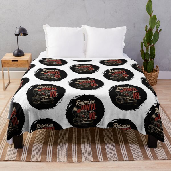 Item preview, Raised on Vinyl and V8s - Vintage Muscle Car Retro Music Graphic designed and sold by Cutie Galore.