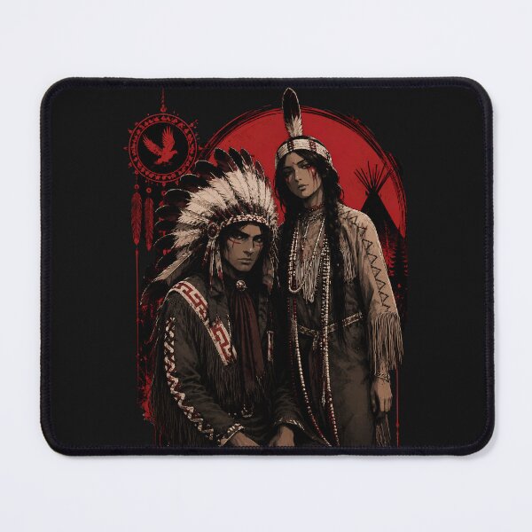 Item preview, Dark Tribal Anime Warriors – Red Sun Aesthetic | Vintage Native Style Illustration designed and sold by saamessart.