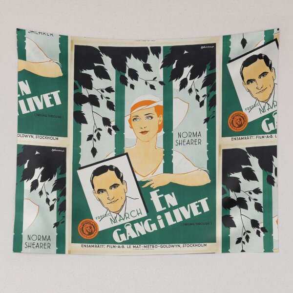 Item preview, Vintage Art Deco Movie Poster | Smiling Through | 1930s Swedish Design | Norma Shearer & Fredric March | Classic Hollywood designed and sold by artofuniverse.