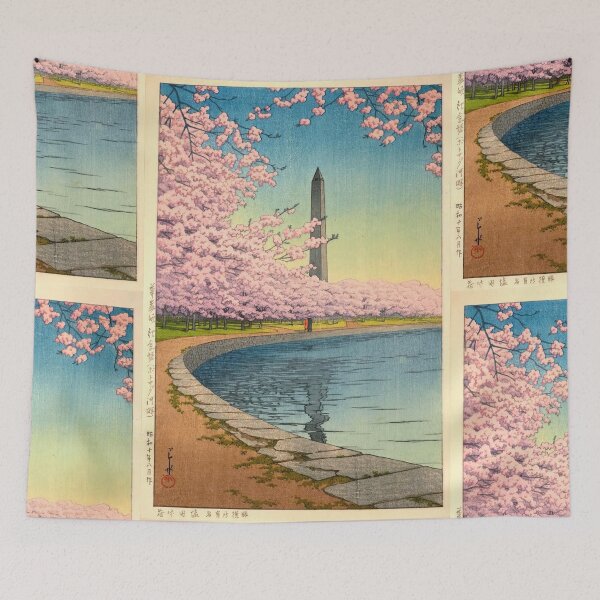 Item preview, The Washington Monument on the Potomac River by Hasui Kawase: Japanese Poster, Serene Landscape, Ukiyo-e Art Print designed and sold by artofuniverse.