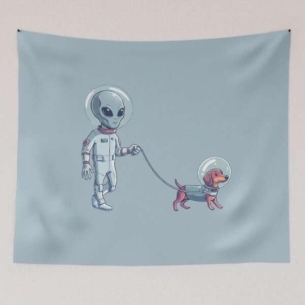 Item preview, Alien Astronaut Walking Dachshund designed and sold by Cosmic Cactus.