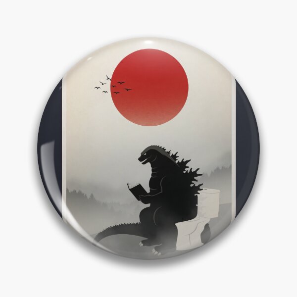 Item preview, Godzilla Reading on Toilet | Funny Japandi Minimalist Wall Art designed and sold by Syrupulse.