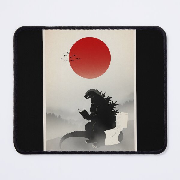 Item preview, Godzilla Reading on Toilet | Funny Japandi Minimalist Wall Art designed and sold by Syrupulse.