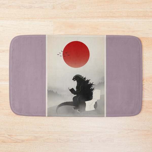 Item preview, Godzilla Reading on Toilet | Funny Japandi Minimalist Wall Art designed and sold by Syrupulse.