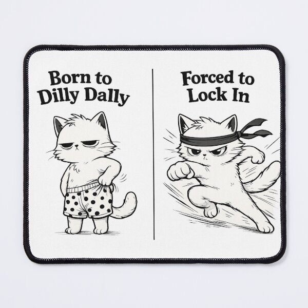 Item preview, Born To Dilly Dally Forced To Lock In Funny Cat Meme Shirt designed and sold by VibeOffline Studio.