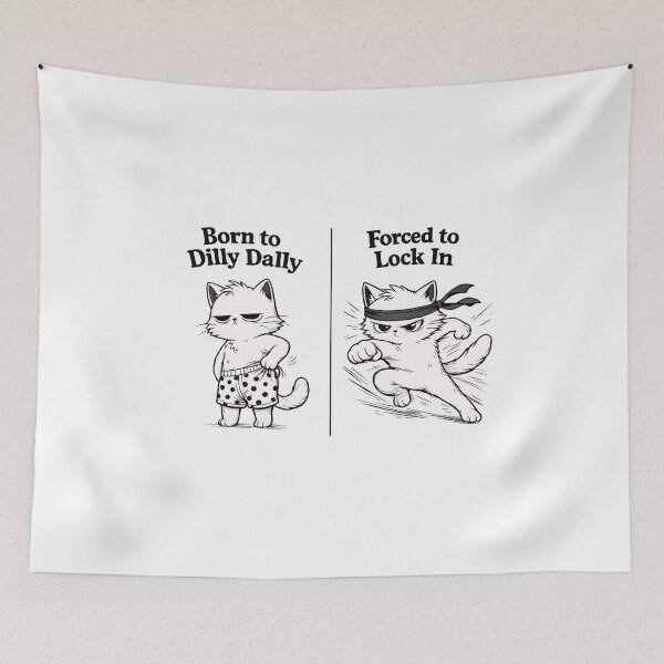 Item preview, Born To Dilly Dally Forced To Lock In Funny Cat Meme Shirt designed and sold by VibeOffline Studio.