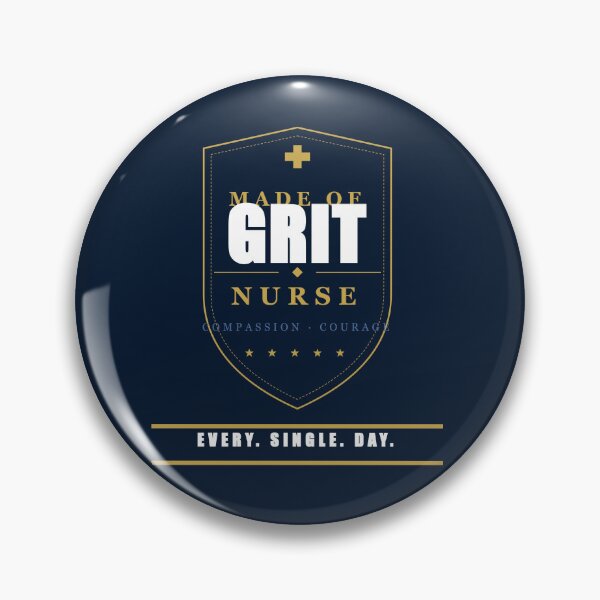 Item preview, Made Of Grit Nurse Pride Bold Shield Badge Navy Gold Graphic Tee designed and sold by Mega-Shopping.